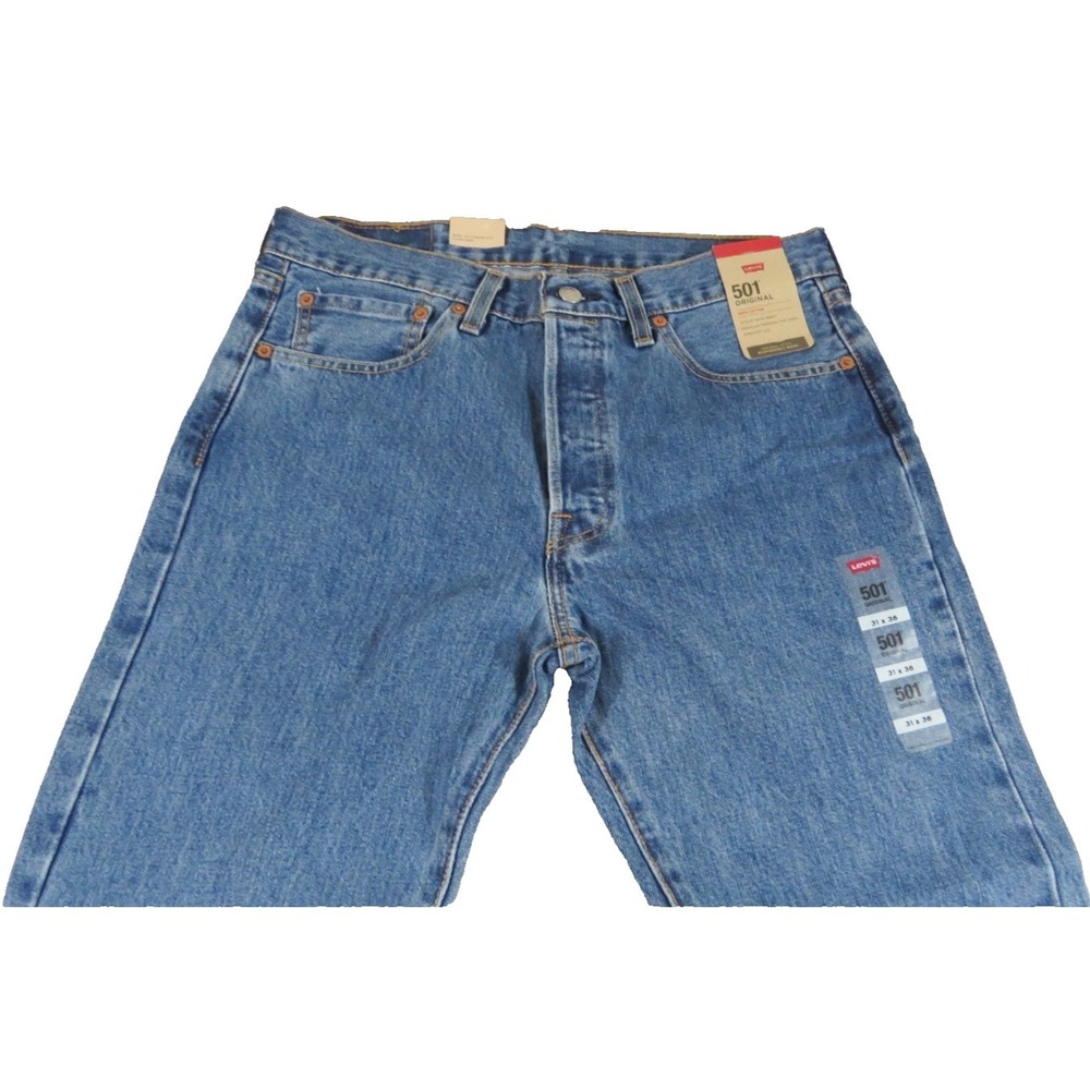 NWT Levis 501 Mens 31x36 Blue Denim Original Fit Button Fly Straight Leg Jeans - Picture 4 of 15